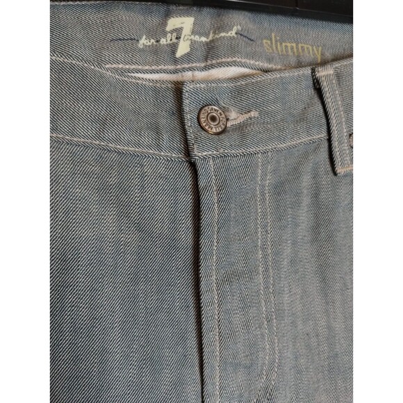 7 For All Mankind Slimmy Fit Blue/Grayish Jeans Mens 36x32 Flat Front Pants - Picture 4 of 11